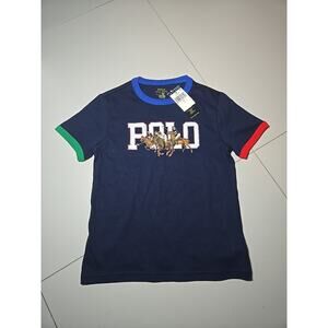 Polo Ralph Lauren Navy Graphic T-Shirt POLO Athletic Dept Size 7 Kids